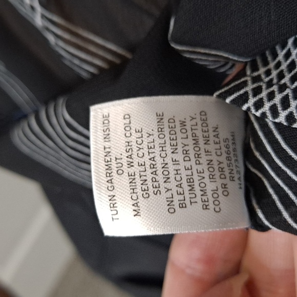 Halogen Nordstrom Short-Sleeve Black, Blue, and White See-Through Top - Picture 7 of 7